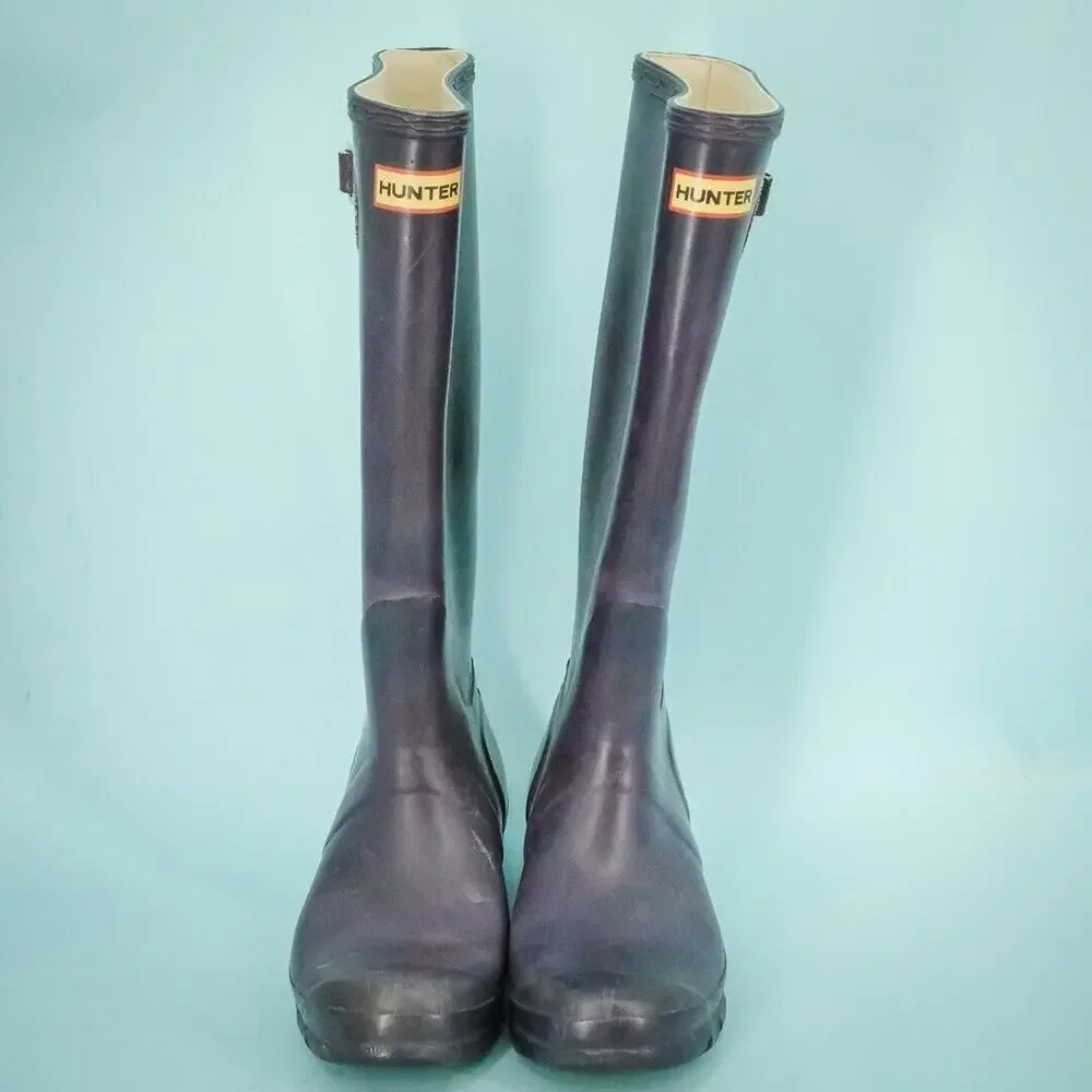 Hunter Shoe Size 7 Purple Original Tall Pull On Waterproof Rain Winter Boots